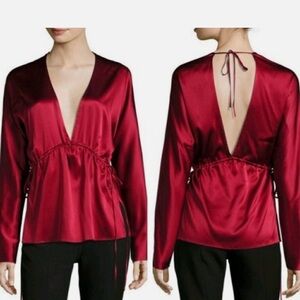 Elizabeth and James Burgundy Satin Blouse